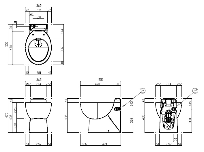 排水圧送粉砕ポンプ一体型トイレ　サニコンパクトプロ　普通便座セット　C11LVSE-100　