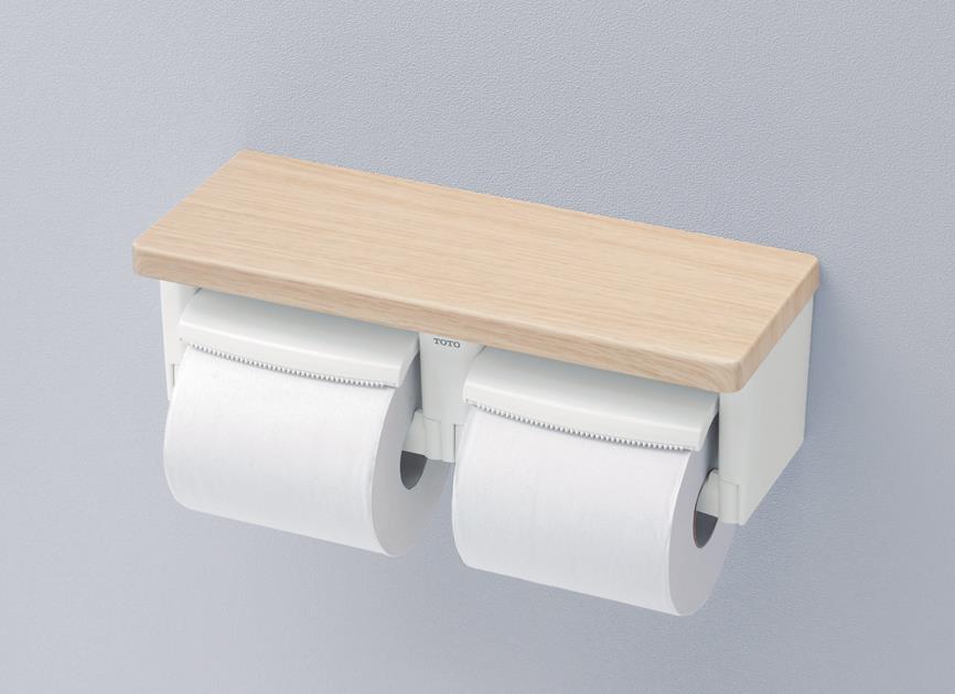 【色:ホワイト】TOTO 二連紙巻器 フラット棚(樹脂) ホワイト 芯なしペーパ