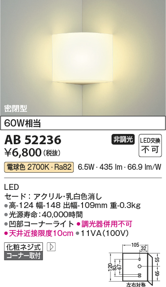 LEDブラケット　電球色　AB52236　★e-Housing