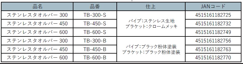 FIRST PRO 　ステンレスタオルバー　	TB-450-S   ステンレス　※運賃別途