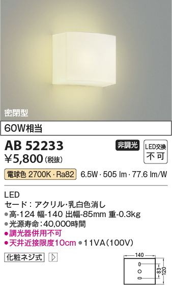 LEDブラケット　電球色　AB52233　★e-Housing